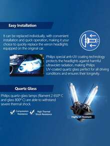 PHILIPS D1S D2S D3S 氙气HID超亮+氙气灯泡 35W 6000K 白色原装升级替换灯泡，使用寿命更长 2500 小时，亮度提升 150% - A - 查看 3