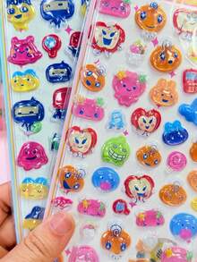 High-Quality Anime-Themed 3D Embossed Stickers, Cute Strawberry Rabbit Girl Handmade Reward Stickers, Suitable For Journals, Cards, And DIY Educational Stickers - Multicolor - View 1