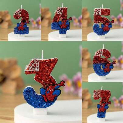 Unique Superhero Themed 0-9 Number Candle Holders, Creative Cake Toppers For Children's Birthday Party Decorations