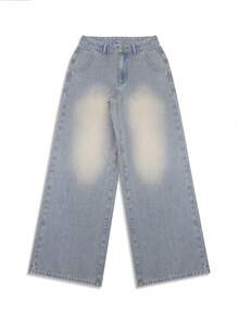 NVFelix Quần jeans nữ ống đứng dáng rộng, thiết kế rách cổ điển, phong cách đường phố Y2K, màu xanh dương, hàng mới về cho ngày Valentine. - Màu xanh lam - Xem 7