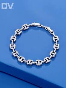 DV JEWELRY 1件装奢华立方氧化锆镀白金女士手链，优雅珠宝礼品，适合约会、婚礼、周年纪念、宴会等场合 - 銀色 - 查看 2