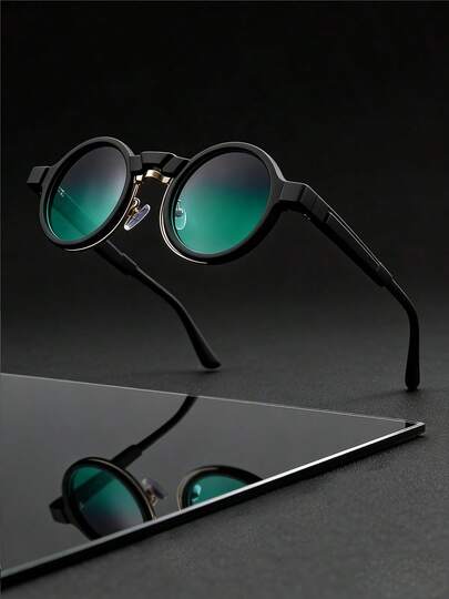 1pc Unisex Round Frame Minimalist Stylish Glasses, Suitable For Holidays, Outfit Matching, Also Can Be Used As Festival Gifts