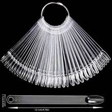 Cutics Manicure 50 Transparent Nail Patches For PolishDisplay & DIY Nail Art Supplies With Rings For EasyHandling And Organization - White - View 1