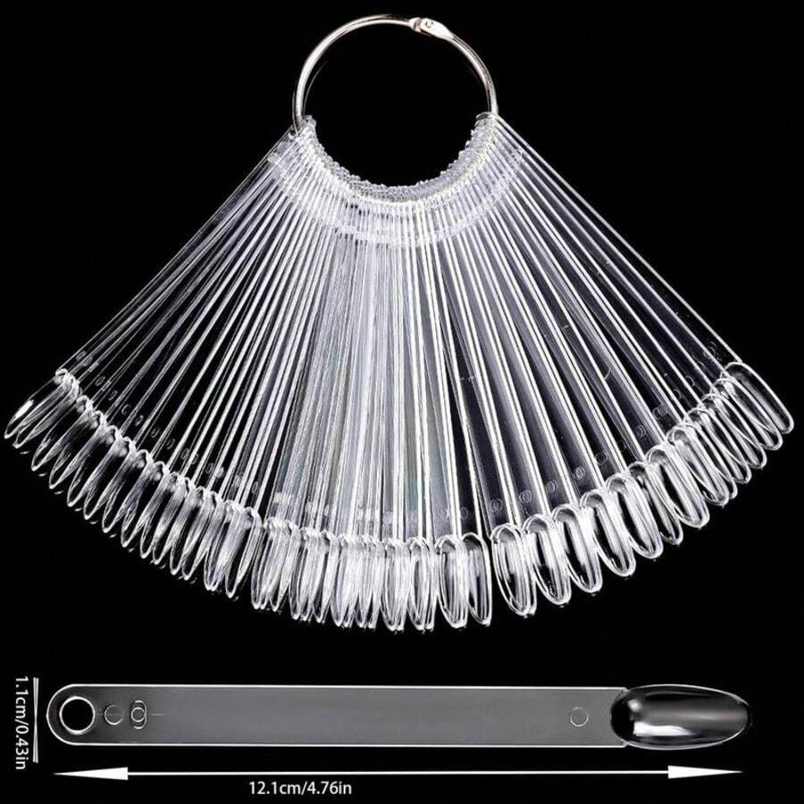 Cutics Manicure 50 Transparent Nail Patches For PolishDisplay & DIY Nail Art Supplies With Rings For EasyHandling And Organization - White - View 1