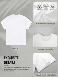 Women's Casual Pure Cotton T-Shirt, Simple And Stylish Printed Pattern, Round Neck Short Sleeves, Summer Street Style. - 白色 - 查看 4