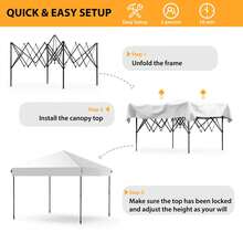 Carpa Toldo 3x3 Metros, Toldo Reforzado Plegable con Bolsa Enrollable, Facil Armado Y Transporte, Impermeable Carpa Rudo Acero LON de Exterior para Jardín, Fiestas, Exterior y Eventos - gris - Ver 4