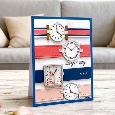 1 Piece Watch Scrapbooking Die - Ideal For Papercrafting, Card Making, Scrapbooking And DIY Album Decorating, The Die Features Metal Construction!