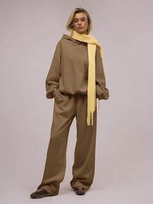Women's Oversized Hooded 2 Piece Tracksuit Casual Loose Fit Hoodie And Wide Leg Pants Set Women's Casual Oversized 2 Piece Hooded Tracksuit Loose Fit Hoodie And Wide Leg Pants Loungewear Fall Winter Essential: Oversized Hoodie Tracksuit For Women 2 Piece Casual Loose Fit Outfit - Cà phê nâu - Xem 4