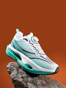 女士春夏渐变色跑步鞋，旋钮式闭合透气舒适运动鞋，轻便减震时尚休闲鞋 - 冰河 - 查看 5