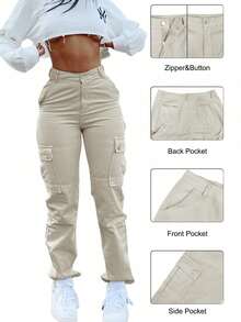 Women Pants - Màu be - Xem 5