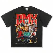 DMX New York Graphic T-Shirt Men Oversized Bold Design Rap Legend Fan Merch Comfort Cotton Streetwear Daily Casual Top, Women's Top, For Going Out, Sports Top, Spring Top, Summer Clothing, Girls' Clothing, Teenagers, Casual Women's Clothing, Women's Clothing, Men's Clothing, Unisex - 黑色 - 查看 5
