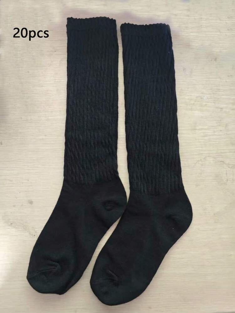 4 Pairs Women's Black & White Mixed Color Minimalist Slim Leg Socks, Suitable For Daily Wear And Warmth, Can Be Paired With Leather Shoes, Suitable For Autumn/Winter Season (2 Pairs/4 Pairs/8 Pairs/10 Pairs/20 Pairs) - Multicolor - View 14