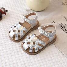 1双儿童仿珍珠透气休闲凉鞋 - 銀色 - 查看 1