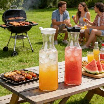 2026 ضروري! إبريق بلاستيك شفاف للماء البارد سعة 1500 مل (50 أونصة)، تصميم غطاء دائري، مانع للتسرب ويحافظ على الطراوة. مثالي للعصائر واللبن والمشروبات، كنز للمطبخ والمائدة يجمع بين الجمالية والعملية!