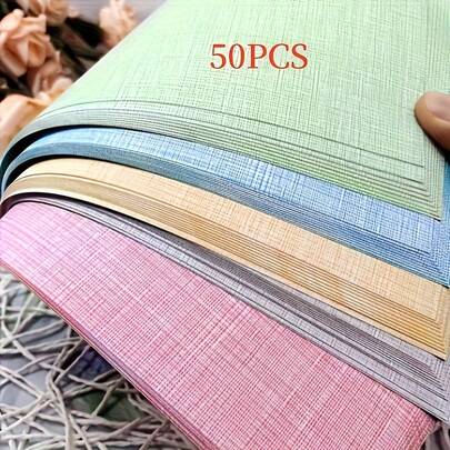 50 pièces/set Papier de couverture texturé A4, 180 g/m², convient pour les artisanats DIY, les enveloppes, l'impression et les décorations suspendues - Noël, carnaval, Ramadan. Idéal pour l'origami, le scrapbooking, la couture, les matériaux en papier, la copie de couverture de dossier.