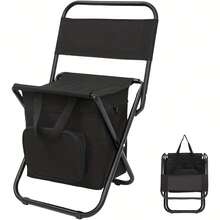 Portable Folding Camping Chair, Lightweight Backrest Stool Compact Folding Chair Seat, Outdoor Backrest Stool With Folding Backpack, Can Bear Large Weight, Suitable For Camping, Hunting, Fishing, The Best Gifts For Thanksgiving And Christmas - 黑色 - 查看 1