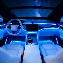 1 Set Of Car Ambient Lighting, 300cm/118inch Long Fiber Optic Cable, USB Interface, Mobile APP Music Rhythm Control, Car Interior LED Neon Light Accessories, Car LED Accessories, Gift. - 1 tow 1 car atmosphere light APP - 查看 8