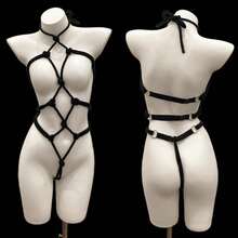2026 New Lingerie Set One-Piece Rope Mesh Outfit Set No-Remove One-Piece Temptation Set - Valentine's Day - 黑色 - 查看 8