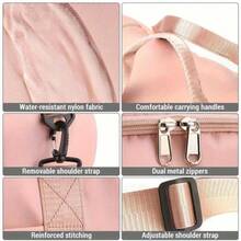 1 Stück Multifunktionale Tasche mit Mehreren Taschen, Einfarbig, mit Verstellbarem Schultergurt und Reißverschluss Hinten, Für Damen Gepäcktasche, passend für Urlaub, Reisen, Sport, rosa Tasche für Schule, Schul-Zubehör, Schulsachen - Schwarz - Übersicht 5