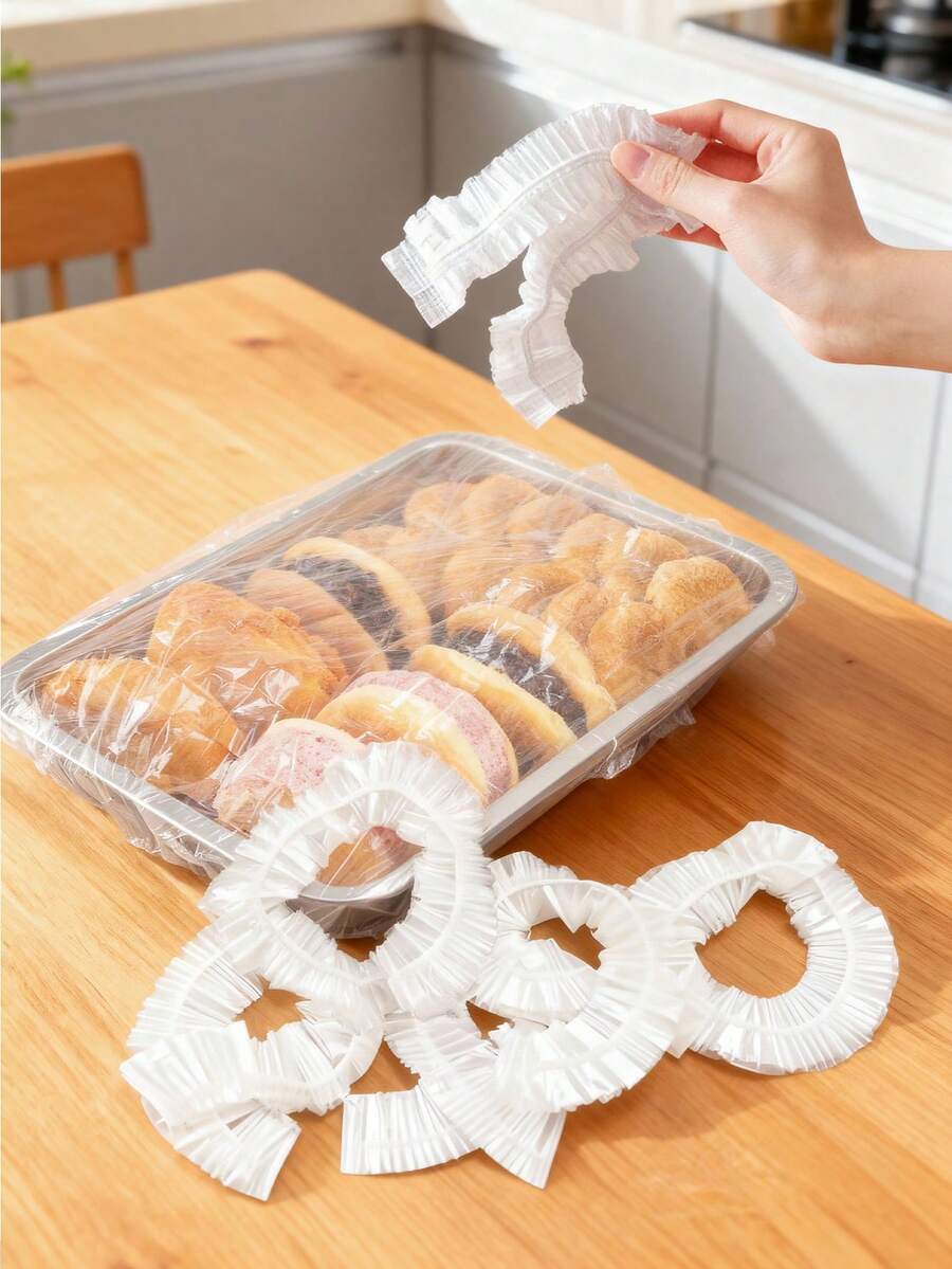 500pcs Elastic Food Covers With Preservation Bags, Suitable For A+B Size Trays, Size Less Than 70cm/27.6 Inches, For Food Storage, Fruit And Vegetable Preservation, Kitchen Accessories, Food Covers, Transparent Food Covers, Preservation Film Covers, Anti-Insect And Dust Food Hats, Elastic Food Covers With Preservation Bags, Transparent Plastic Food Covers Suitable For Trays, Back To School Season, 10/20/30/50/100pcs