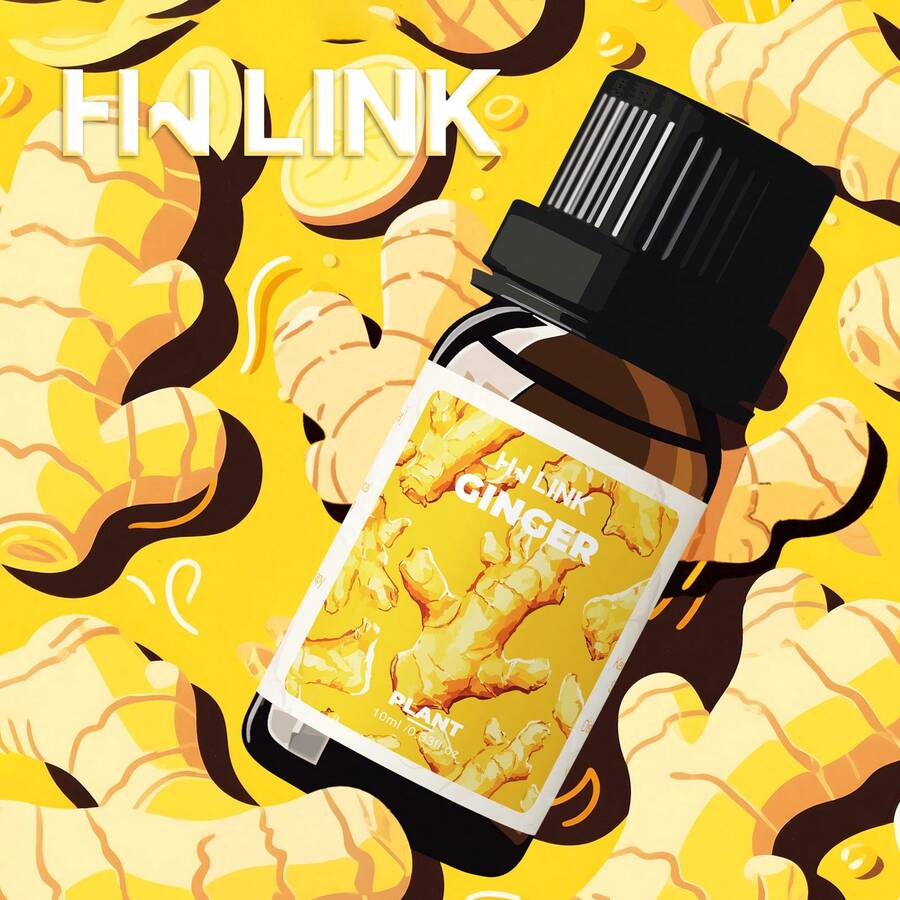 HWLINK 10ml Ginger Essential Oil, Ginger Oil, Plant Essential Oil, Diffuser, Humidifier, Reed Diffuser, Candle Making, Fresh Air, Holiday Gift, Travel Convenient, Natural Fresh, Indoor Fragrance