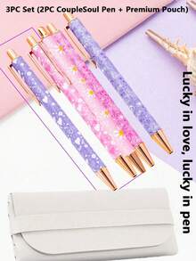 6pcs/Set Elegant Women's Ballpoint Pens, Cute Shiny Ballpoint Pens, Exquisite Gift Pens, Diary Pens, Suitable For Office, School, Valentine's Day, Thanksgiving, Graduation Ceremony, Metal Pen Tip, Round Pen Body, Fashionable Shiny Design - Multicolor - View 20