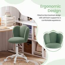 Office Desk Chair, Height Adjustable Swivel Vanity Chair With Thickened Cushion For Home Office Bedroom Dressing Room Study - Lambswool - Pea Green - View 6
