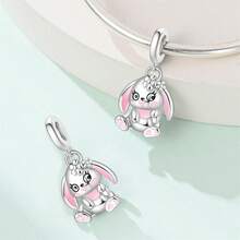 1 Piece Silver Plated Munchkin Blue Green Little Monster Purple Coat One-Eyed Little Monster Pink Leather Flame Little Monster Little Rhino Beads Garden Bunny Delicate Little Elephant Pendant Little Koala Little White Tiger Puppy Beads Beads Beading Suitable For Original Serpentine Bracelet Necklace Bracelet Beads DIY Jewelry Making Luxury Girlfriends Gift - Multicolor - View 7