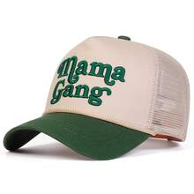 1pc Men's MAMA GANG Trucker Hat, Personalized Letter Embroidery Baseball Cap, Streetwear Casual Mesh Hat For Spring, Autumn, Travel, Beach - Multicolor - View 4