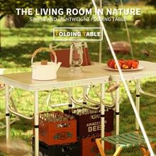 Royalswill Foldable Table, 60cm, Collapsible, Garden Furniture, Essential For Picnics, Lightweight And Easy To Store, Height-Adjustable, Convenient To Use, Suitable For Multiple Scenarios, Camping Table, Folding Table - White - View 4