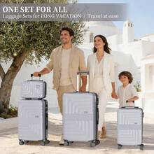 YSTYLE Set Of 4 Hardside Suitcases (12, 20, 24, 28inch), With Scratch- And Impact-Resistant ABS Shell And Spacious Design: The Ideal Travel Companion. - Silver - View 2