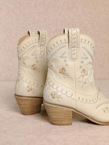 MI.IM CORRAL - Botanical Embroidered Cowgirl Boots - 米色 - 查看 2