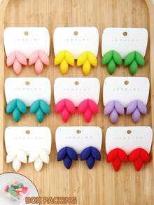 Betykuku 9 pares de pendientes de botón con gota de agua de colores, adecuados para uso diario y festividades de mujeres - gotitas de agua - Ver 10