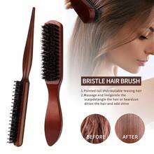 5pcs Hair Brush Set, Including Slicked Back Hair Brush, Edge Control Brush, Detangling Brush, For Natural Hair And Wigs Frizz Control And Smooth Distribution - Multicolor - View 3