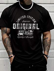 Men's Original Graphic T-Shirt With Limited Edition Superior Raw Denim Print (ESTD 1973) - Lightweight Breathable Wrinkle-Resistant Streetwear Tee Suitable For Casual, Gym, & Outdoor - Machine Washable All-Season Wear For Men & - 黑色 - 查看 2