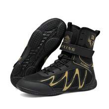 男士摔跤鞋，轻便的Sdtdid拳击鞋，采用超细纤维绒面革制成，适用于健身房、力量举重、健美、训练等。 - 黑色 - 查看 14