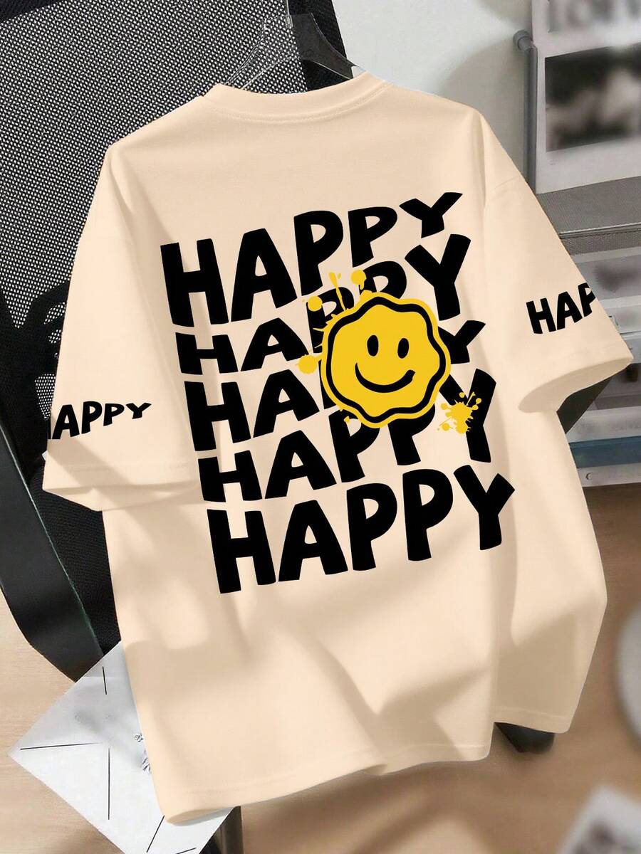 青少年男童笑脸标语印花圆领T恤,柔软休闲,适合夏季、街头风和度假穿着。男女童日常穿着皆宜,也可作为礼物送给家人、女友、朋友。舒适的短袖套头衫,可机洗,日常必备,宽松版型,男女皆宜,街头风十足。 - 杏色 - 查看 1