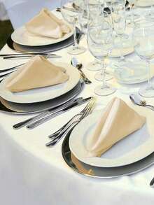 12pcs Burgundy Satin Napkins, Silk-Like Dinner Napkins For Party, Wedding, Hotel, Birthday Decoration - Champagne - View 8