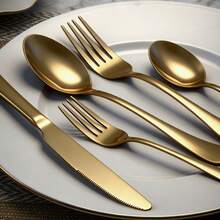 Bộ dao nĩa bằng thép không gỉ 4/16/24 món - Dao, nĩa, thìa, thìa tráng miệng - Bộ dụng cụ nhà bếp hoàn chỉnh - Có thể rửa bằng máy rửa chén, cần thiết cho gia đình, nhà bếp, khách sạn, nhà hàng, quà tặng lễ Phục sinh, Giáng sinh, quà cưới. - Vàng - Xem 4