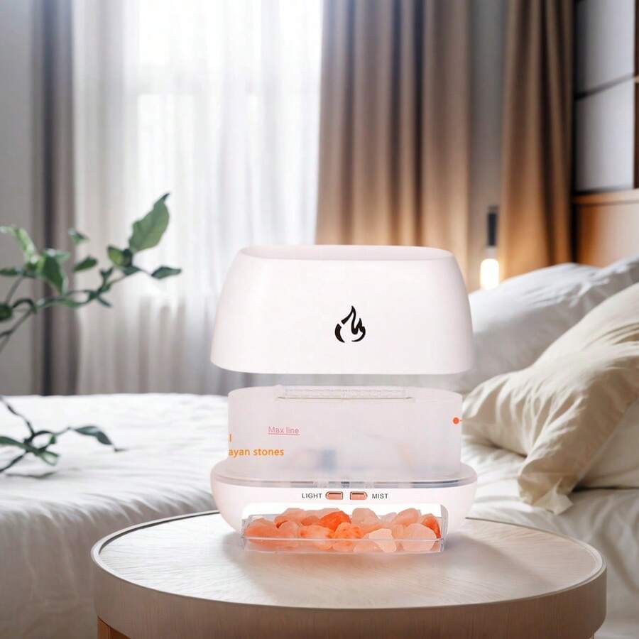 3D Flame Wood Grain Aromatherapy Humidifier, 7-Color LED Light, Large Fog Volume Essential Oil Diffuser For Home, Auto Shut-Off, Quiet Ultrasonic Mist Maker - Others - View 1