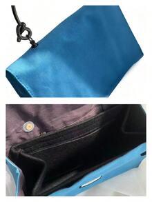 Blue Chain Shoulder Bag, Handbag, Cosmetic Bag, Clutch, Large Capacity Suitable For Cosmetics, Multi-Occasion, Great Gift Choice - Blue - View 7