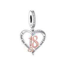 HuooNew 1pc 925 Sterling Silver Personalized Heart-Shaped Number 18 Pendant, Suitable Gift For Men And Women - Silver - View 5