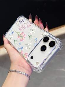 1件花卉圖案手機殼，四角防摔保護，相容於 17 Pro、16e、16 Pro、15 Pro、14、13、12、11、XR、XS Max；相容於 Galaxy S26、S25、S24、S23、A16、A35/A25、A57；相容於 Pixel 10、9、8、7；相容於 G85；相容於 Infinix Hot 50 Pro+。清新夏季配件，適合禮品或個人使用。 - 無色 - 查看 3