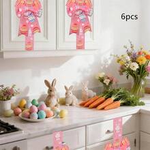 Easter Bow For Cabinet Door Cute Bunny Egg Ribbon Bow Tree Topper For Front Door Party Holiday Spring Decoration - 6Pcs - View 4