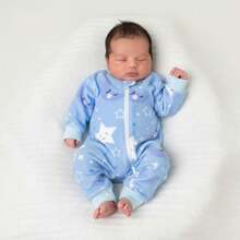 Baby Winter Comfort Fleece  Pajamas - Warm And Soft With Front Zipper - Comfortable Hypoallergenic Fabric - Boys And Girls - 藍色 - 查看 4