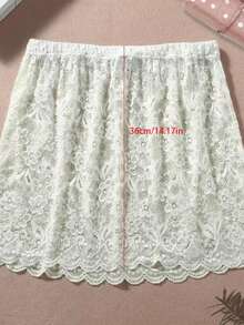 女士蕾丝下摆加长吊带裙，百搭休闲荷叶边卫衣裙，春秋季 - 白色 - 查看 3