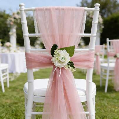 6 Stücke Gaze Stuhlrückenbezug Mesh Schärpen Hochzeitsgangdekoration 75*150cm DIY Schleifen Bänder für Outdoor Jahrestag, Valentinstag Feier, Geburtstagsfeiern