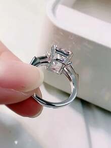1pc Fashion Cubic Zirconia Women's Ring, Suitable For Wedding, Engagement, Valentine's Day, Party Gift - White - View 8