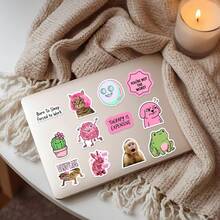 50张粉色贴纸套装 - 可爱考拉、猫咪图案，配以“做不到”等俏皮话，粉色系美学乙烯基贴纸，可用于日记本、笔记本电脑，表达你的心情 - 50件 - 查看 8