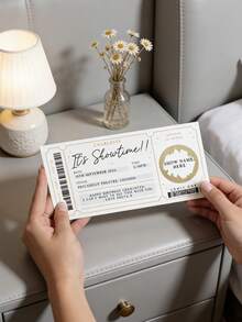 1pc Customize Theatre Ticket Scratch-Off Card, Personalized Text & Barcode Scratch-Off Show Ticket Voucher,Scratch To Reveal Show, Best Birthday Gift For Her, Show Scratch-Off Card,Surprise Experience Voucher,Luxury White & Gold Foil Ticket Design Scratch-Off Card,Birthday Gifts - Multicolor - View 5